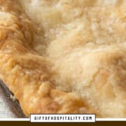 edge of a pie crust in a pie dish.