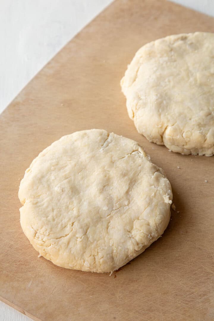 two discs of pie dough.