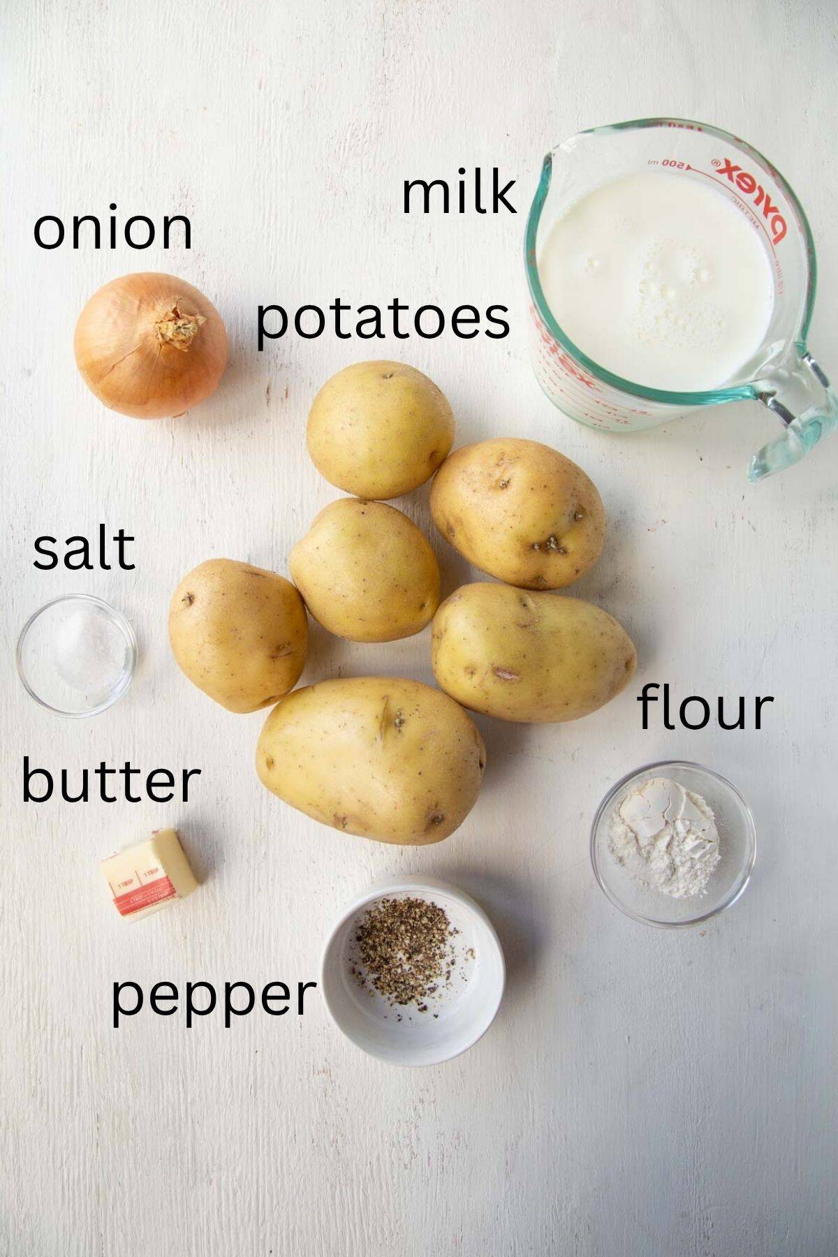 potatoes, milk, butter, and other ingredients.