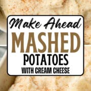 mashed potatoes in a casserole dish, topped with a dusting of paprika.