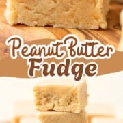 small pieces of peanut butter fudge stacked on top of one another.