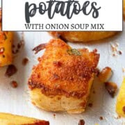 crispy roasted potatoes on a sheet pan.