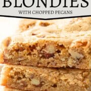 stack of blondies with pecans inside.