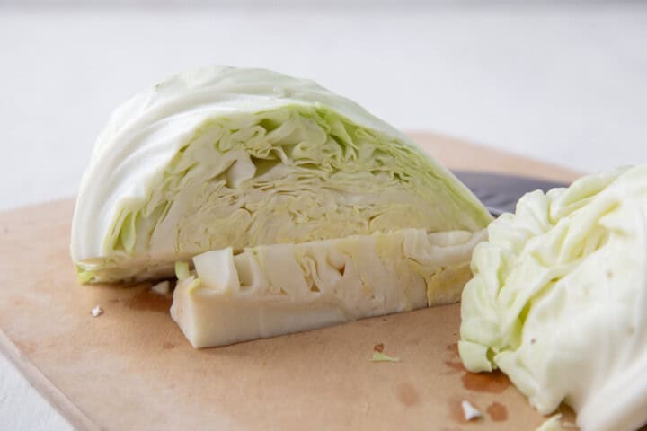 piece of cabbage with the core cut out.