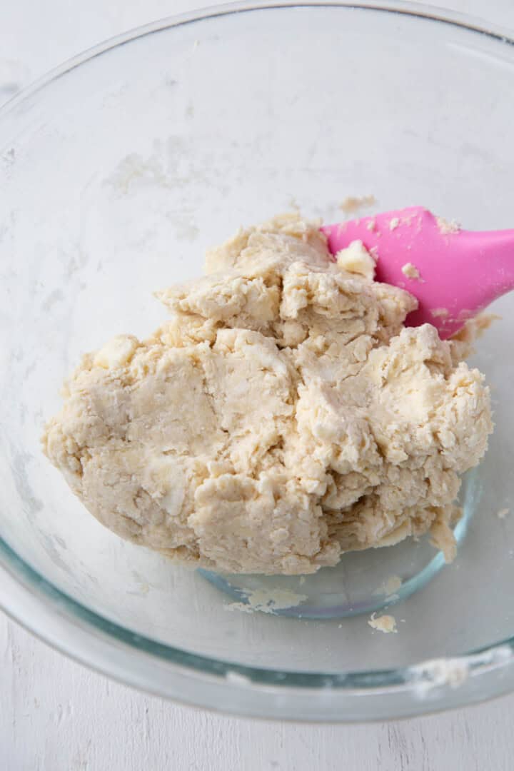 biscuit-like dough in a bowl.