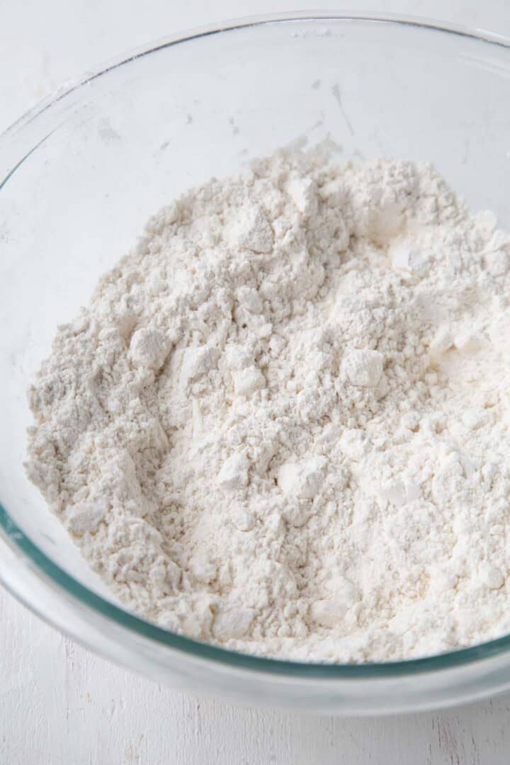 flour with butter in little pieces in it.