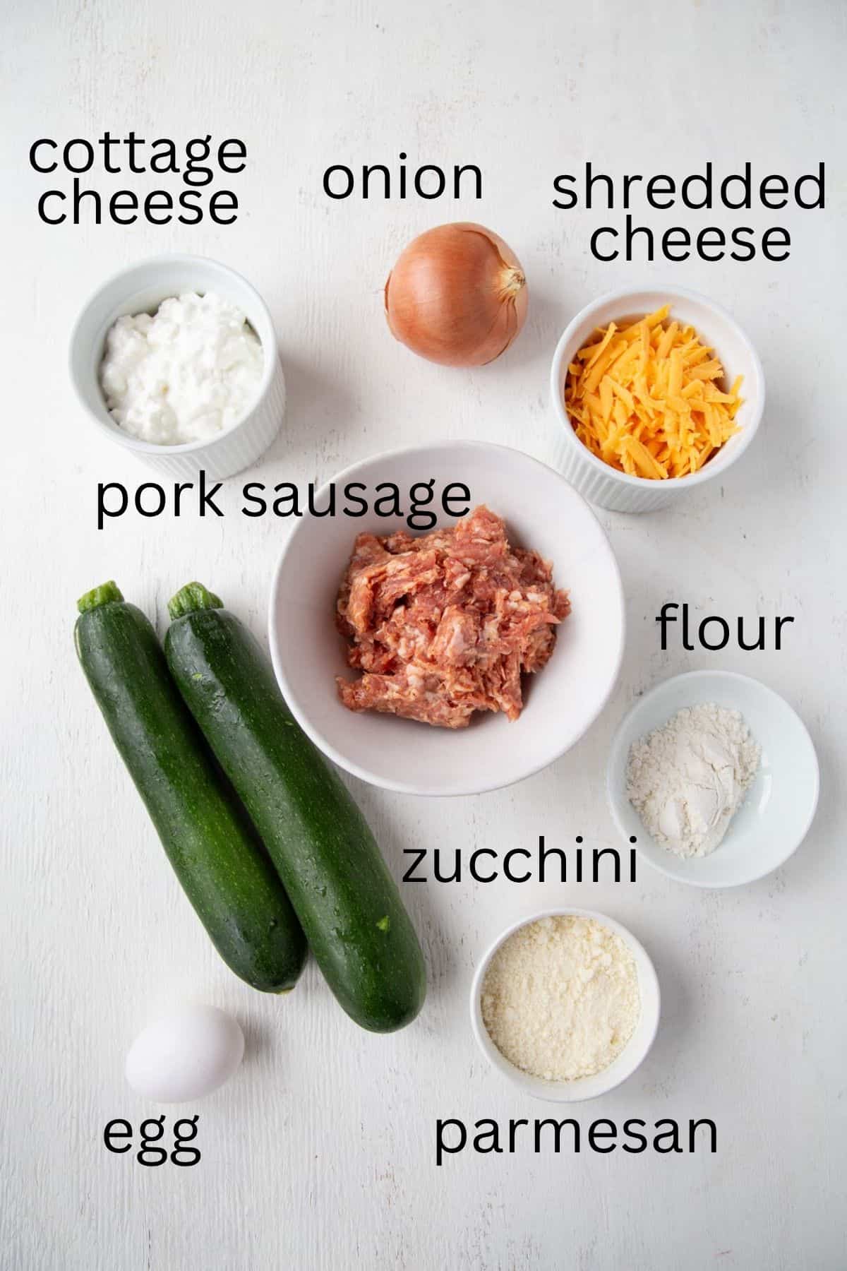 sausage, zucchini, cheese, and other ingredients.