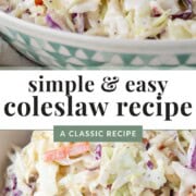 creamy coleslaw with shredded carrots in a bowl.