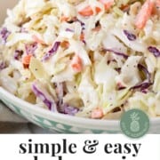creamy coleslaw with shredded carrots in a bowl.