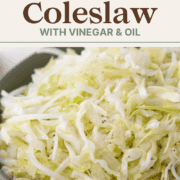 shredded cabbage and onion coleslaw in a vinegar dressing.