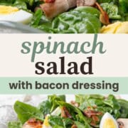 spinach salad with hard boiled eggs and bacon.