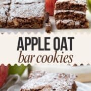 apple oatmeal bars sprinkled with powdered sugar.