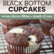 black bottom cupcake with cream cheese swirl.