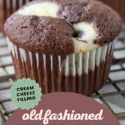 black bottom cupcake with cream cheese swirl.